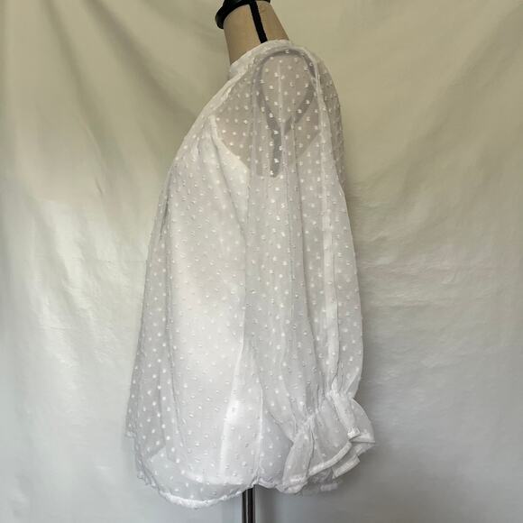 Chic Me Swiss Dot Blouse Sz M Coquette Fairycore Sheer Cottage White Ethereal - Picture 4 of 14